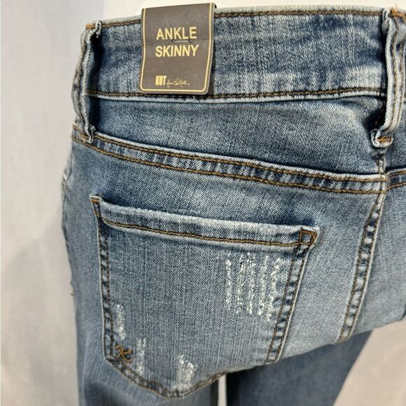 Kut from the Kloth midrise ankle skinny distressed raw hem jeans size 6 NWT - Picture 6 of 7